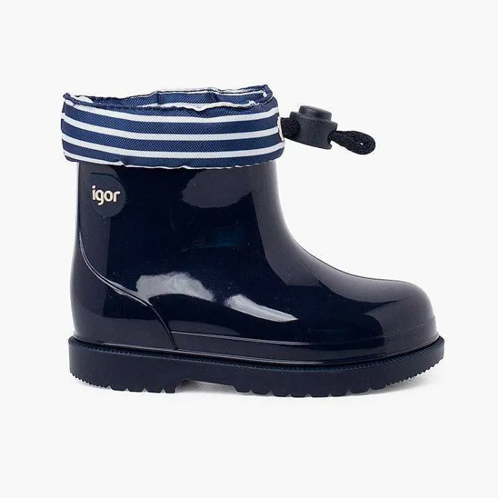 Pisamonas Wellies>Adjustable Rain Boots With Striped Collar