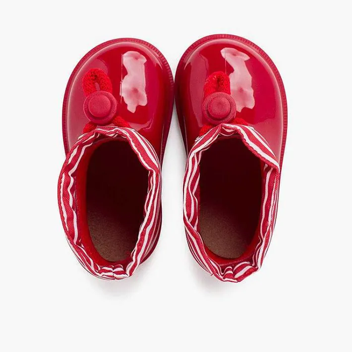 Pisamonas Wellies>Adjustable Rain Boots With Striped Collar