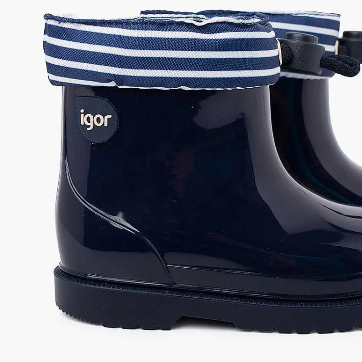 Pisamonas Wellies>Adjustable Rain Boots With Striped Collar