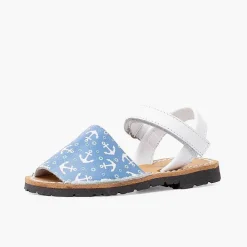 Pisamonas Avarcas Menorcan Sandals>Anchors Bicoloured Menorcan Sandals With Riptape Colour Blanco Y Azul Jeans