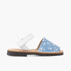 Pisamonas Avarcas Menorcan Sandals>Anchors Bicoloured Menorcan Sandals With Riptape Colour Blanco Y Azul Jeans