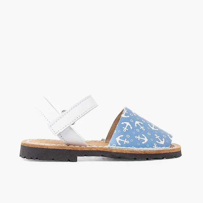 Pisamonas Avarcas Menorcan Sandals>Anchors Bicoloured Menorcan Sandals With Riptape Colour Blanco Y Azul Jeans