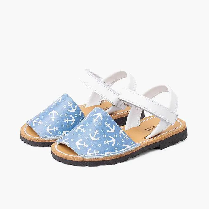 Pisamonas Avarcas Menorcan Sandals>Anchors Bicoloured Menorcan Sandals With Riptape Colour Blanco Y Azul Jeans