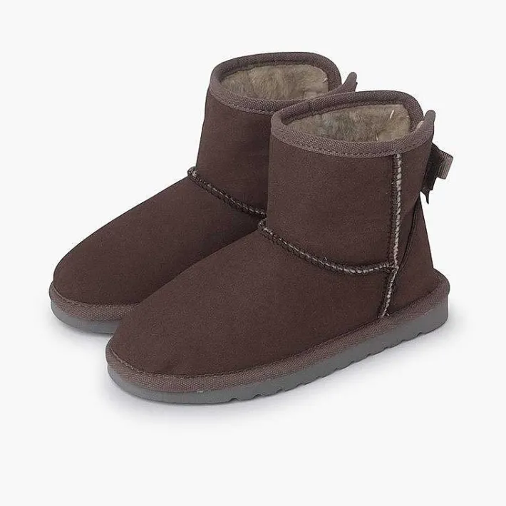 Pisamonas Boots>Aussie Style Boots With A Back Bow Colour Brown