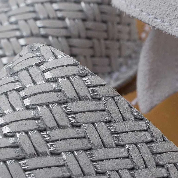 Pisamonas Communion Shoes>Avarcas Menorcan Sandals Metallic Braided Look