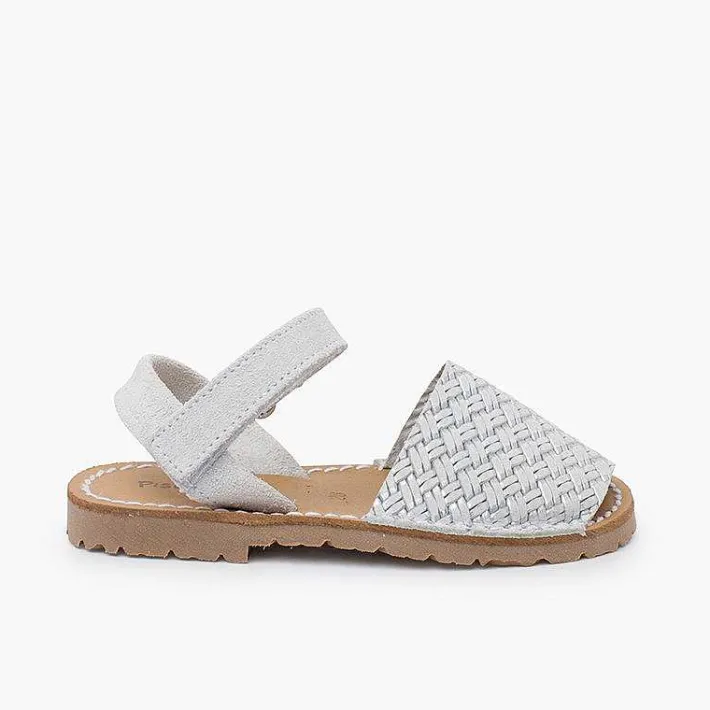 Pisamonas Communion Shoes>Avarcas Menorcan Sandals Metallic Braided Look