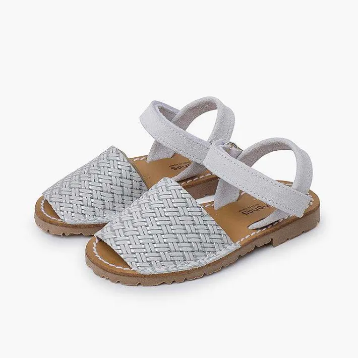 Pisamonas Communion Shoes>Avarcas Menorcan Sandals Metallic Braided Look