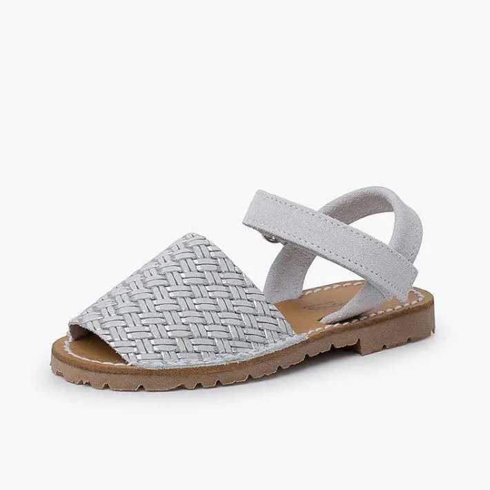 Pisamonas Communion Shoes>Avarcas Menorcan Sandals Metallic Braided Look