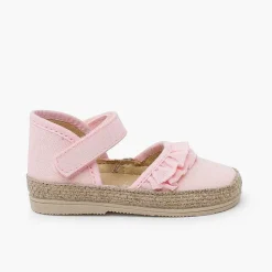 Pisamonas Espadrilles>Baby Espadrilles With Ruffles And Adherent Strip