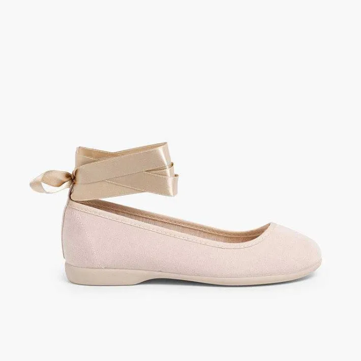 Pisamonas Ballet Pumps And Flats>Ballet Pumps Satin Bow Anklet Strap