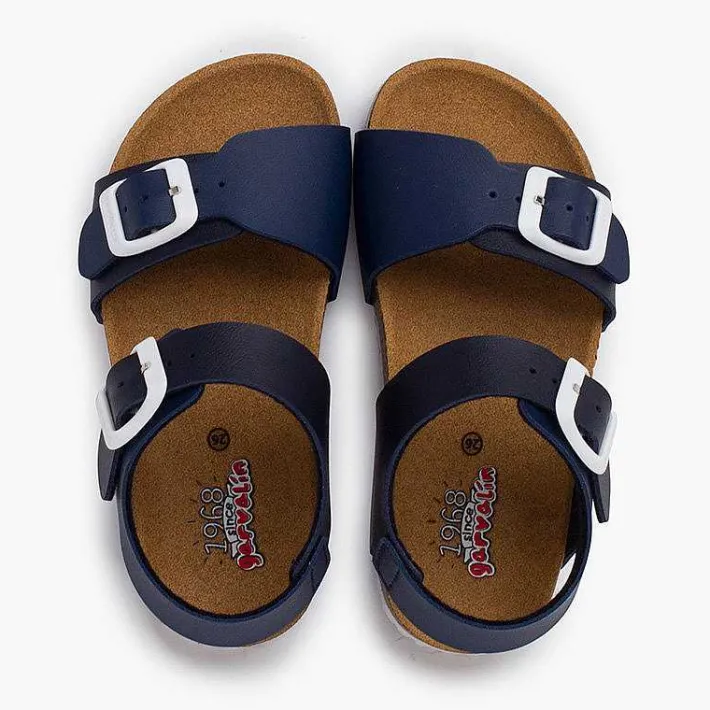 Pisamonas Sandals>Bio Child'S Sandals Buckle Fastening White Sole Colour Navy Blue