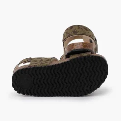 Pisamonas Sandals>Bio Sandals Buckles And Dinosaurs Colour Khaki