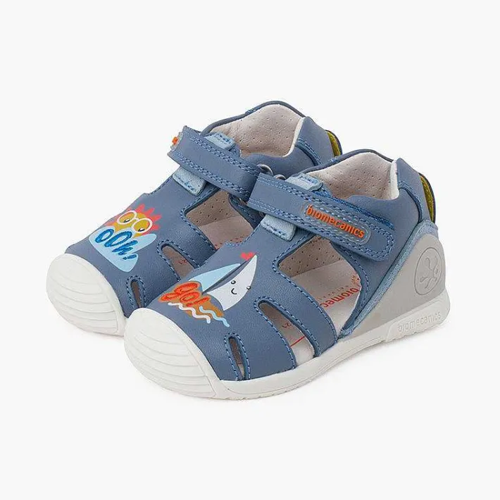 Pisamonas Sandals>Biomecanics Sandals With Boat And Riptape Closure Colour Indigo Blue