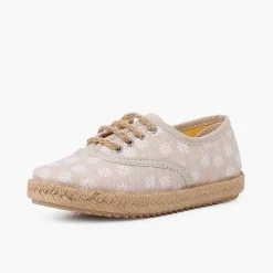 Pisamonas Espadrilles>Blucher Daisies With Laces And Jute Sole Colour Beige