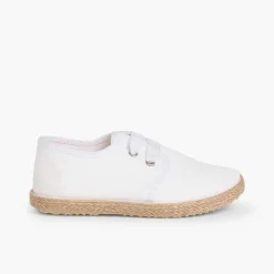 Pisamonas Communion Shoes>Bluchers With Esparto Grass Soles And Satin Effect