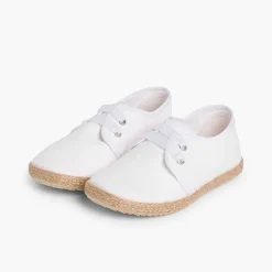 Pisamonas Communion Shoes>Bluchers With Esparto Grass Soles And Satin Effect