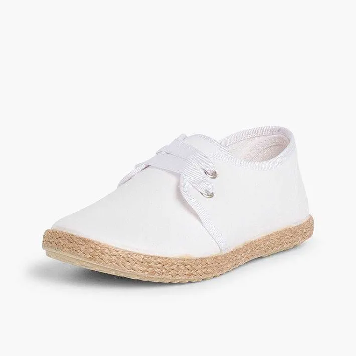 Pisamonas Communion Shoes>Bluchers With Esparto Grass Soles And Satin Effect