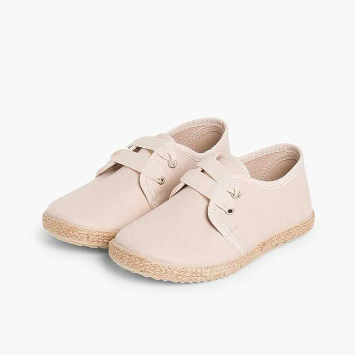 Pisamonas Communion Shoes>Bluchers With Esparto Grass Soles And Satin Effect
