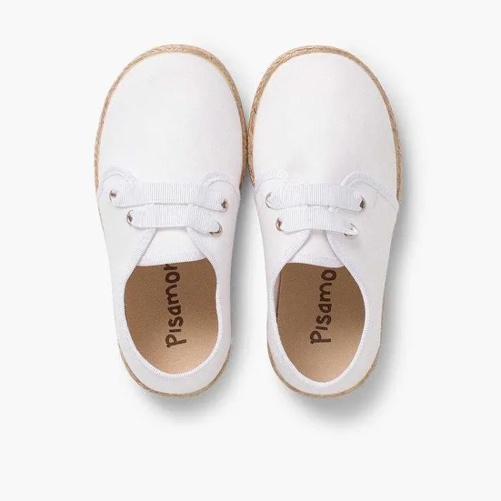 Pisamonas Communion Shoes>Bluchers With Esparto Grass Soles And Satin Effect