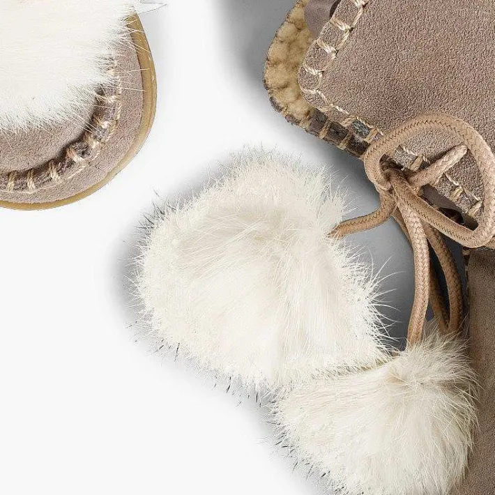 Pisamonas Boots>Boots With Pompoms Split Leather Girls