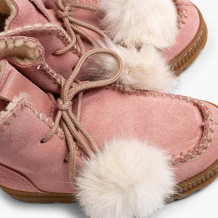 Pisamonas Boots>Boots With Pompoms Split Leather Girls