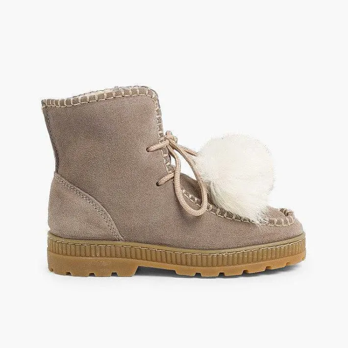 Pisamonas Boots>Boots With Pompoms Split Leather Girls