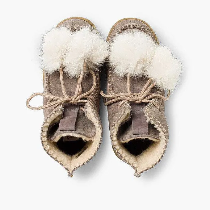 Pisamonas Boots>Boots With Pompoms Split Leather Girls