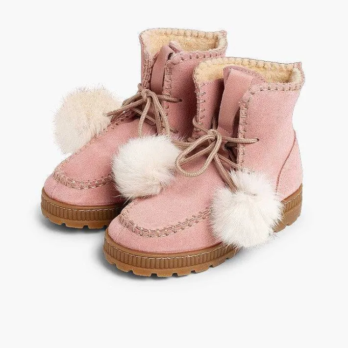 Pisamonas Boots>Boots With Pompoms Split Leather Girls