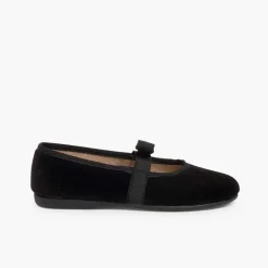 Pisamonas Ballet Pumps And Flats>Bow-Shaped Elastic Velvet Ballerinas