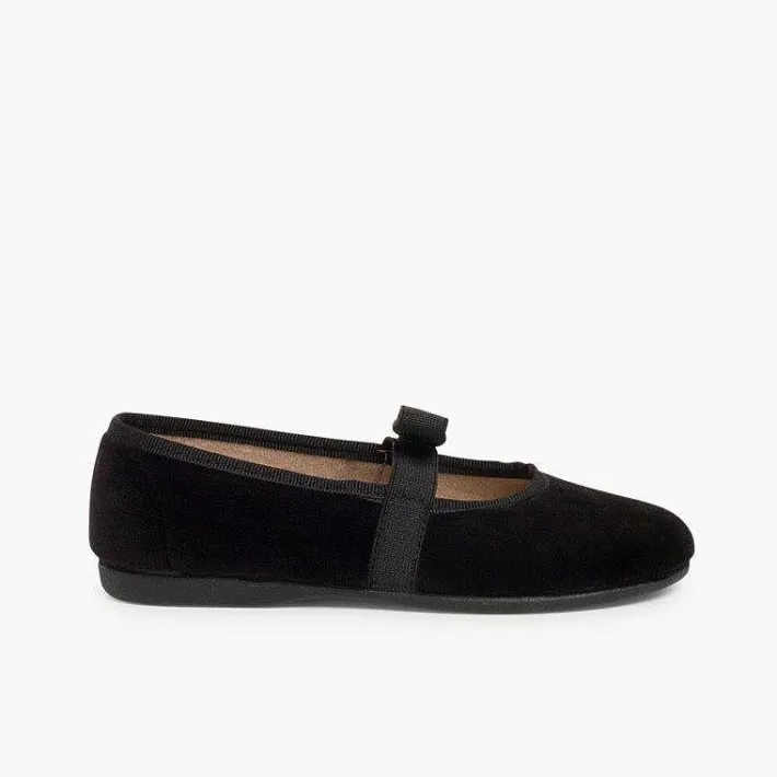 Pisamonas Ballet Pumps And Flats>Bow-Shaped Elastic Velvet Ballerinas