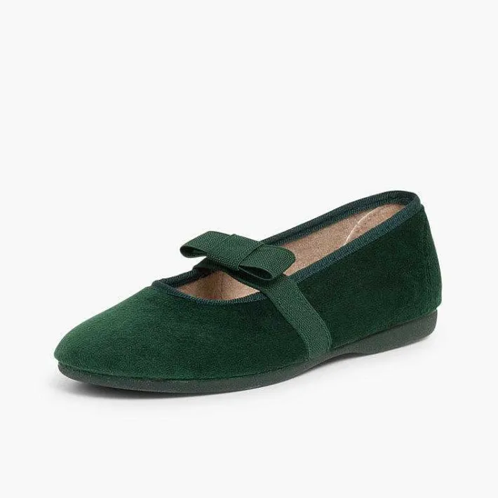 Pisamonas Ballet Pumps And Flats>Bow-Shaped Elastic Velvet Ballerinas