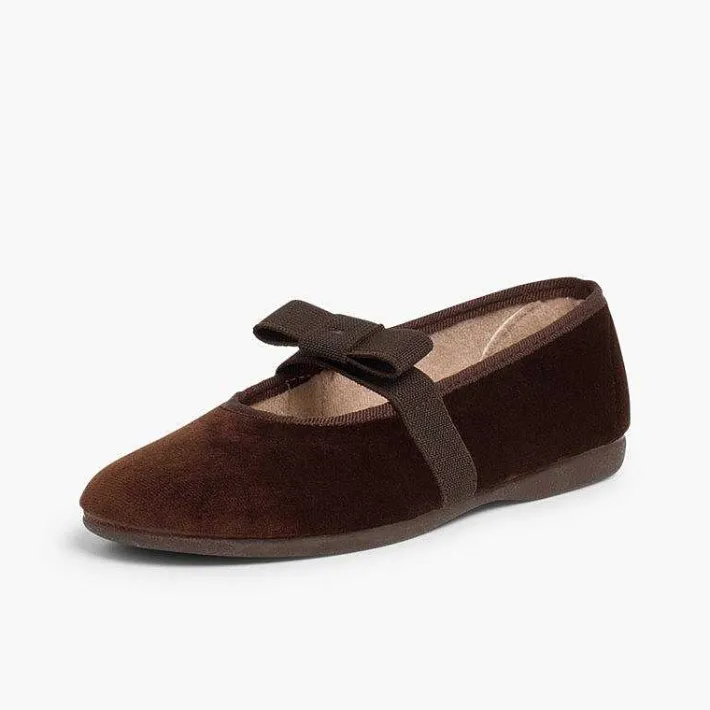Pisamonas Ballet Pumps And Flats>Bow-Shaped Elastic Velvet Ballerinas