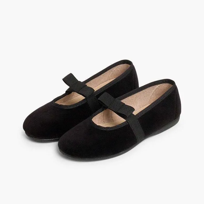 Pisamonas Ballet Pumps And Flats>Bow-Shaped Elastic Velvet Ballerinas