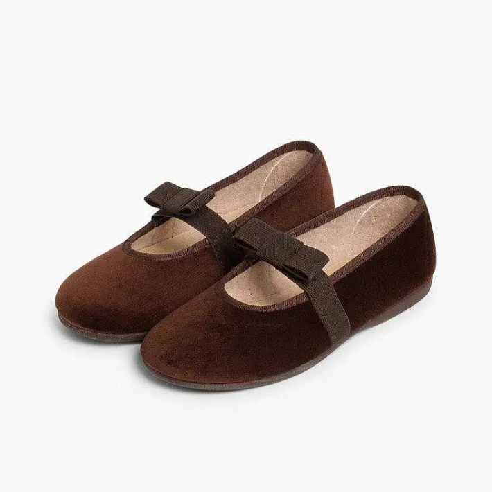 Pisamonas Ballet Pumps And Flats>Bow-Shaped Elastic Velvet Ballerinas