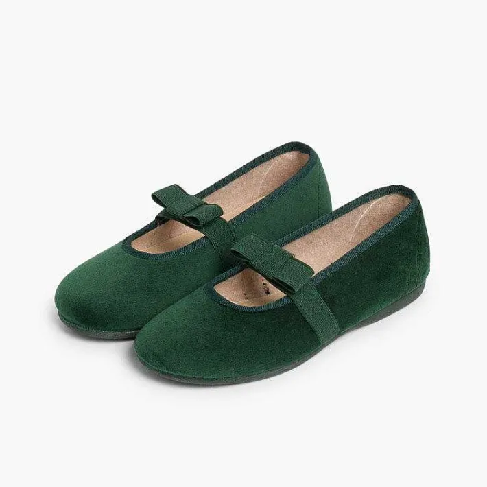 Pisamonas Ballet Pumps And Flats>Bow-Shaped Elastic Velvet Ballerinas