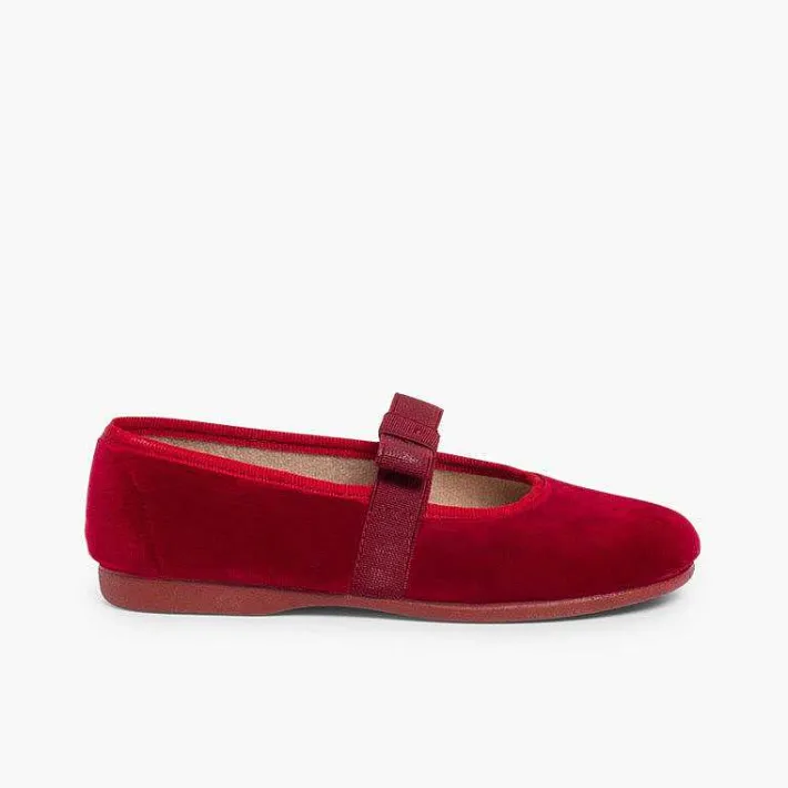 Pisamonas Ballet Pumps And Flats>Bow-Shaped Elastic Velvet Ballerinas