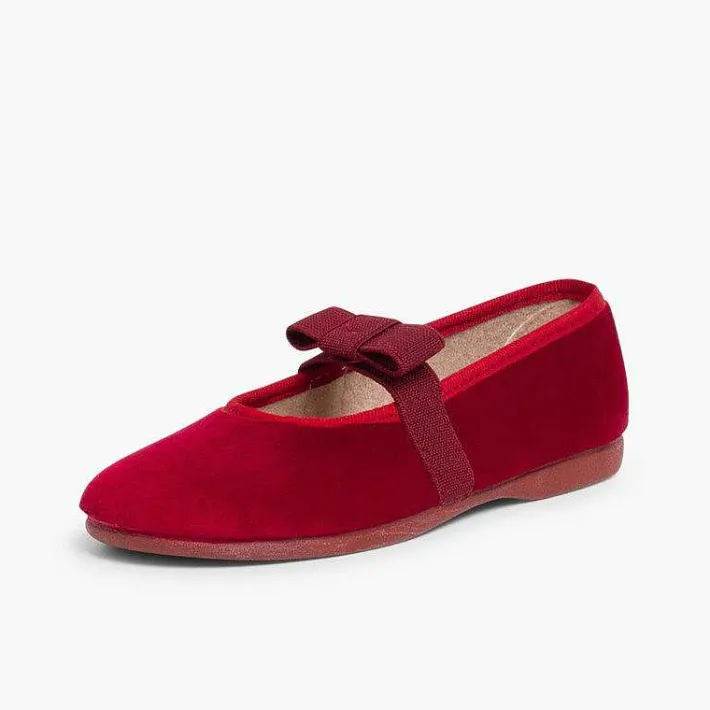 Pisamonas Ballet Pumps And Flats>Bow-Shaped Elastic Velvet Ballerinas