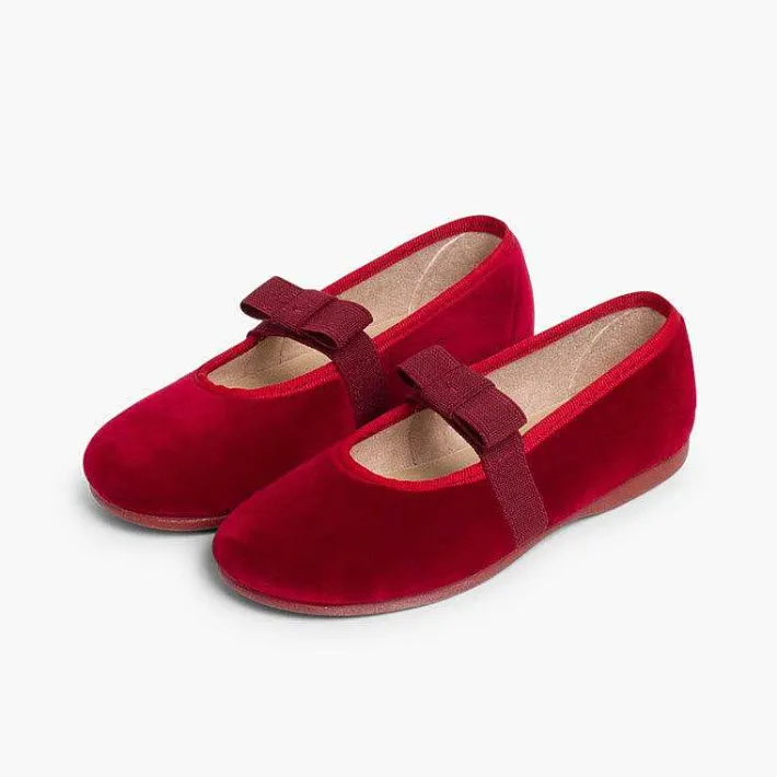 Pisamonas Ballet Pumps And Flats>Bow-Shaped Elastic Velvet Ballerinas