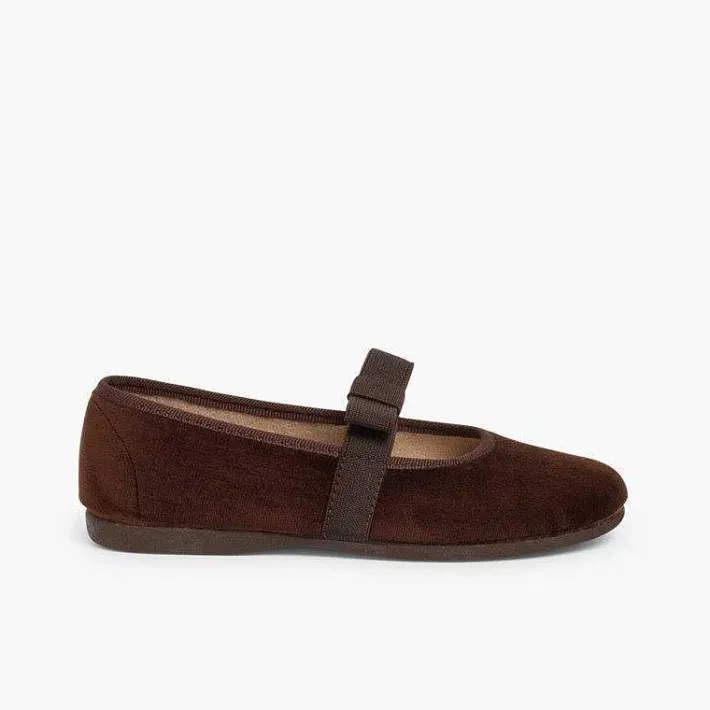 Pisamonas Ballet Pumps And Flats>Bow-Shaped Elastic Velvet Ballerinas