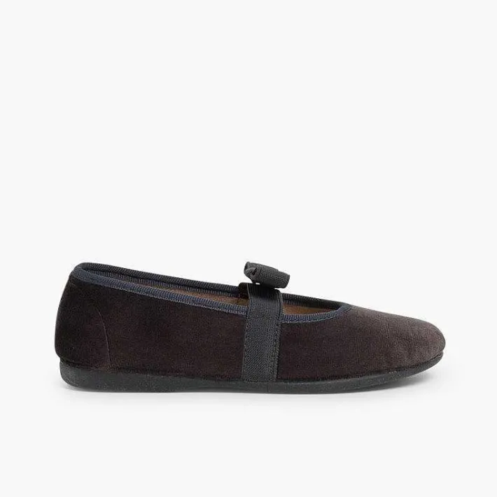 Pisamonas Ballet Pumps And Flats>Bow-Shaped Elastic Velvet Ballerinas