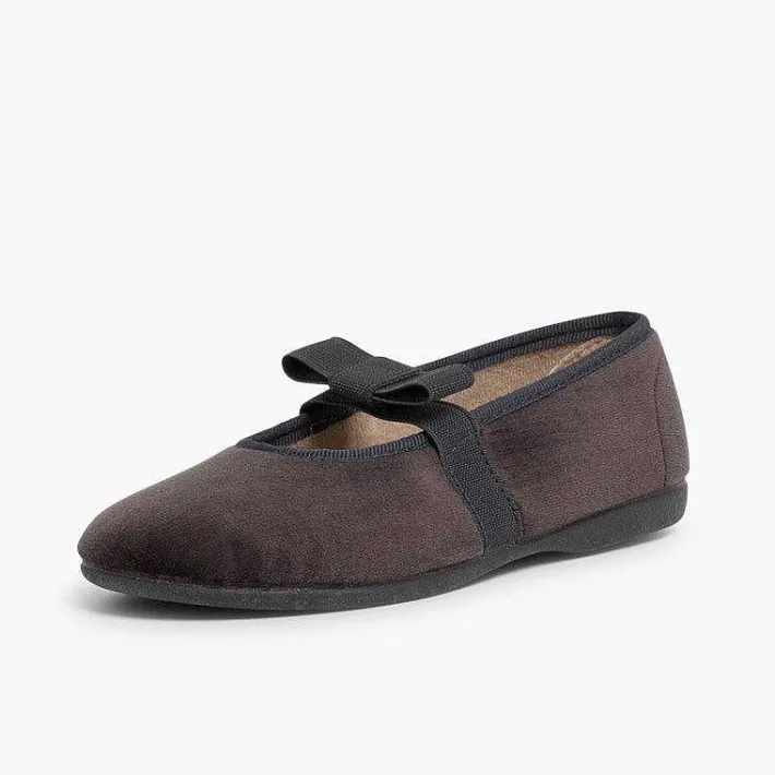 Pisamonas Ballet Pumps And Flats>Bow-Shaped Elastic Velvet Ballerinas