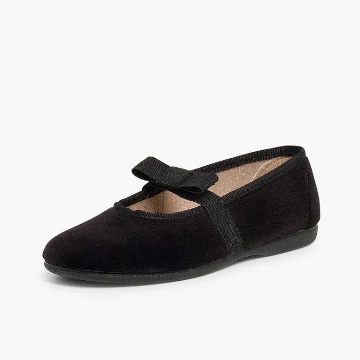 Pisamonas Ballet Pumps And Flats>Bow-Shaped Elastic Velvet Ballerinas