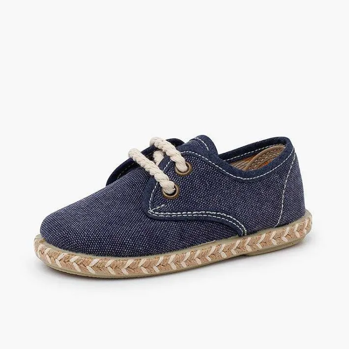 Pisamonas Communion Shoes>Boy'S Canvas Blucher With Two-Tone Jute Sole