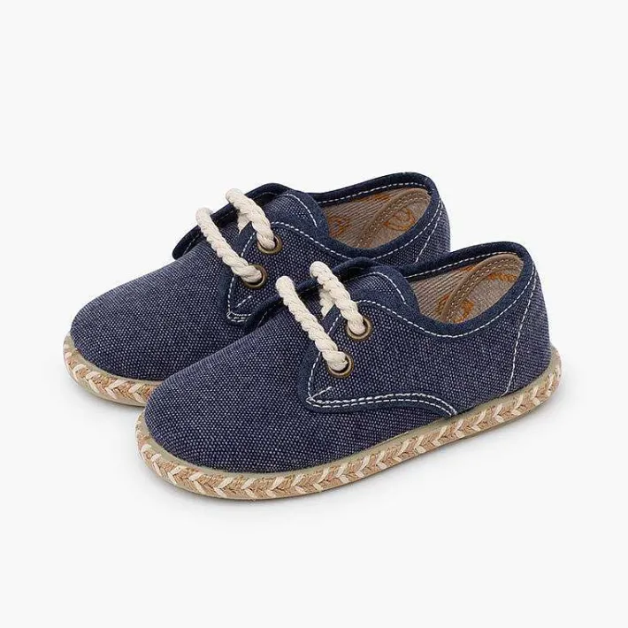 Pisamonas Communion Shoes>Boy'S Canvas Blucher With Two-Tone Jute Sole