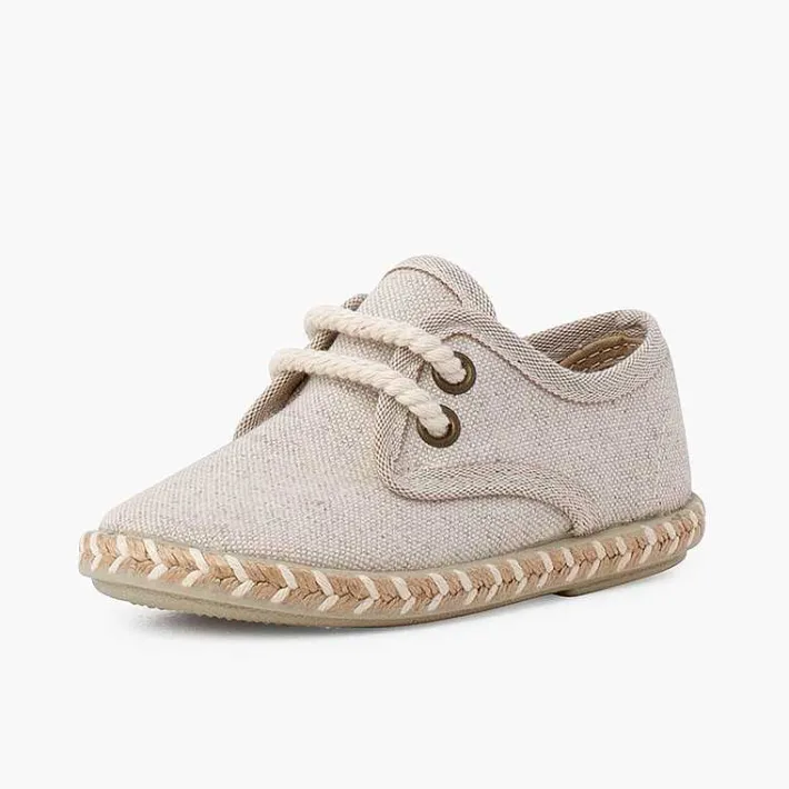 Pisamonas Communion Shoes>Boy'S Canvas Blucher With Two-Tone Jute Sole