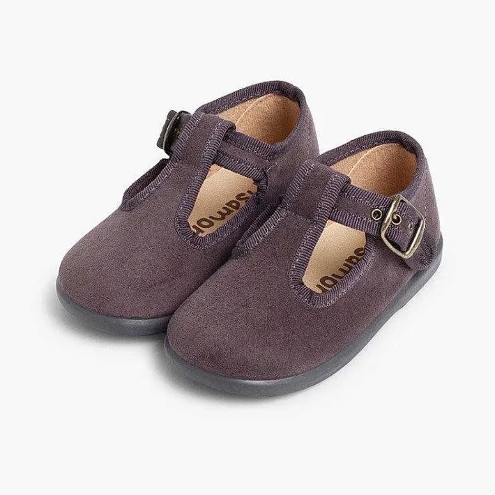 Pisamonas T-Bar Shoes>Boys Faux Suede T-Bar Shoes