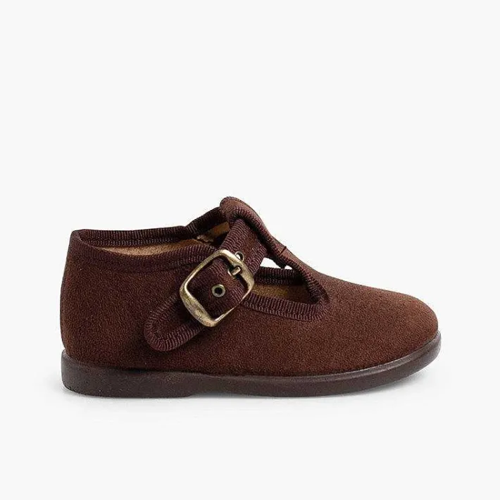 Pisamonas T-Bar Shoes>Boys Faux Suede T-Bar Shoes