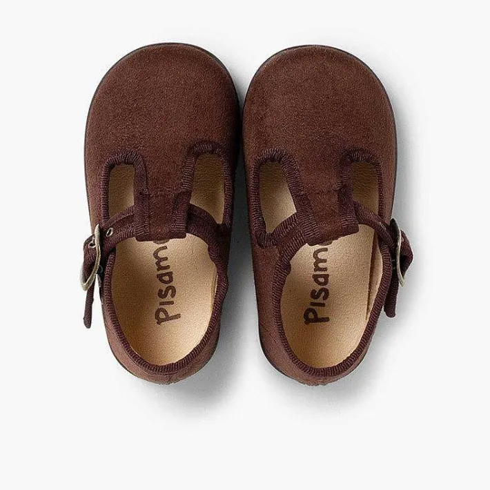 Pisamonas T-Bar Shoes>Boys Faux Suede T-Bar Shoes