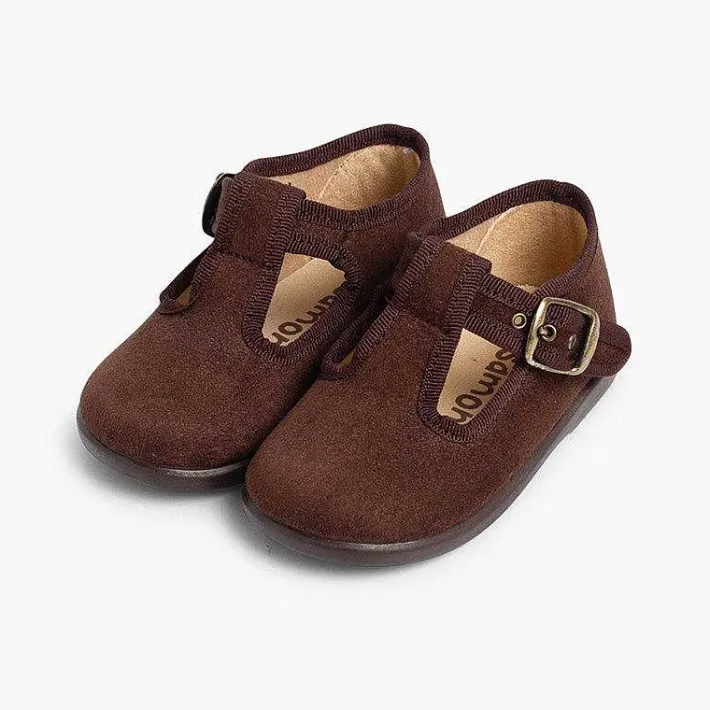 Pisamonas T-Bar Shoes>Boys Faux Suede T-Bar Shoes