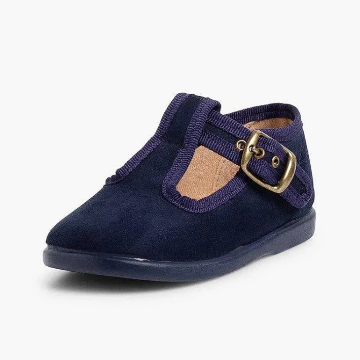 Pisamonas T-Bar Shoes>Boys Faux Suede T-Bar Shoes